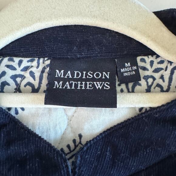 MADISON MATHEWS Jacket Medium Corduroy Quilted Mandarin Collar Loop Button - Picture 11 of 14